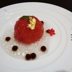 ふくみつ華山温泉 - トマトのワイン煮に金箔が