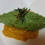 純手打ち十割そば 蕎澤 - 抹茶そばがき、かぼちゃ味噌。