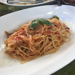 大長谷ふるさとセンター - イノシシ肉と完熟トマトのパスタ❣️