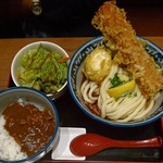 釜たけうどん めっせ熊 - ちく玉カレーセット1280円