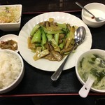 蘭 - (料理)Ａランチ(青梗菜しいらけ、たけのこ炒め)