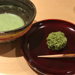 銀座 しのはら - お薄、ヨモギきんとん