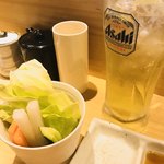 串カツ くしくし - しお、ポン酢、ソース。パリポリ野菜。