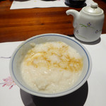 日本料理てら岡 - 白子雑炊にポン酢をかけて