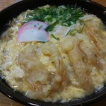 葉隠うどん - うどん　ごぼう　大盛、玉子とじ