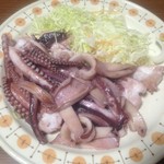 ななっこ - ゲソとエンペラは炒めてくれました。　刺身+これで３６０円！（時価）