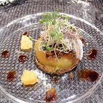 長崎県鯵のミキュイとアスパラガスと山口県甘夏のアスピックジュレ