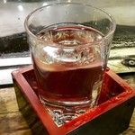 Hiroshima marukajiri nakachan - 「日本酒」(常温、500円)。呑みかけ失礼。