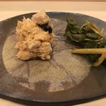 鮨桂太 - 鮟鱇共和え 花ワサビの酢漬け