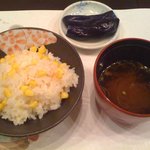 割烹 玉井 - 食事：玉蜀黍炊き込みご飯