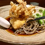 晩斬徒 - きつね温玉かき揚げ蕎麦(冷) 
