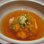 しらに田 - 甘鯛と湯葉の上に雲丹を乗せて