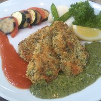 ビストロ・ミル・プランタン - サーモンのパン粉焼きバジルソース