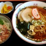 Mendokoro Hamachou - 深層水ラーメン+ミニネギトロ丼　950円