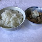 レストランおとめ - モツ煮、ライス