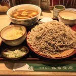 味奈登庵 - カレー南蛮そば 大盛り 別盛り＋揚げ玉＋玉子♡