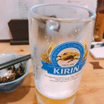 鳥しげ - 中ジョッキ580円
      量が少なく感じました。一口で飲みきれてしまう(笑)