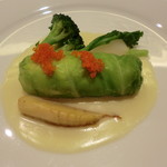 メイン（魚料理）：真鯛のポーピエットと竹の子のソテー　ソースバンブラン