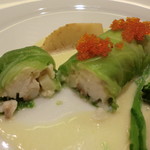 ル・ビストロ・資生堂 - メイン（魚料理）：真鯛のポーピエットと竹の子のソテー　ソースバンブラン