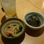 魚Bar 一歩 - なすおひたし チンゲン菜中華和え