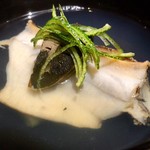御料理 光安 - 鮑と青芋茎