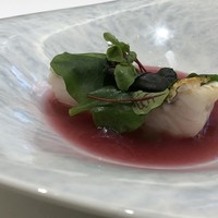 なかがわ - ◆アオナは身が厚くカリッと焼かれ美味しい。 赤紫蘇のソースの色合いがキレイ・・