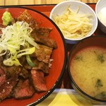 金沢肉食堂 10&10 - サガリステーキ＆カルビ丼　（1000円）