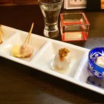 Kaisen Yakitori Bishoku Yakirari - 付き出し(280円)。このレベルなら、積極的に食べたい。