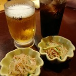 炭乃蔵 - 料理写真:晩酌セットのビール、コーラ