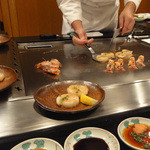 鉄板焼 さざんか - ホタテ、エビ