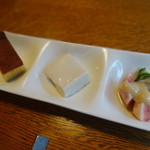 蕎麦ひら井 - 酒のつまみ三種