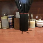 らーめん飛粋 - 調味料　豆板醤、生姜、大蒜、胡椒、酢（使いませんでしたが）