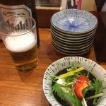 築地浜茂鮨 - ビールと箸休め（＾∇＾）