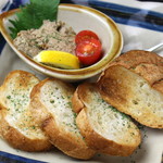 White liver pate with baguette