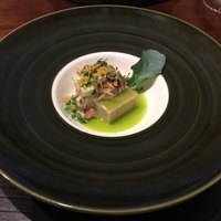 セルサルサーレ - 焼き茄子のムース オイスターリーフ添え（セルサルサーレ） 2018.6