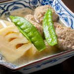 Nihonshu Dainingu Eizaburou - 鶏つくねと季節の野菜の炊き合わせ