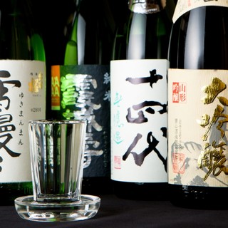 Various brands of local sake available