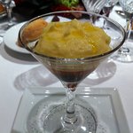 レストランひらまつ - キャビアとラタフィアシャンパンのゼリー馬鈴薯のカプチーノ仕立て