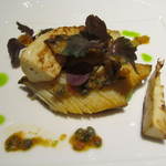 レストラン リューズ - 徳島産黒アワビ　スペイン産青唐辛子のソース