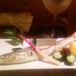 心楽 - かます。焼きます。焼き物には、なにげに金山時味噌のもろきゅうが。