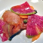 Bistroフルフル - マスのくん製（取り分けました）