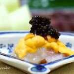 たきや - 赤座海老に雲丹、キャビア乗せ