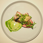 レストランエール - ランチコース 5346円 のトトリコ豚、三陸の牡蠣、春菊のソース