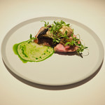 レストランエール - ランチコース 5346円 のトトリコ豚、三陸の牡蠣、春菊のソース