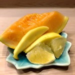 うを徳 - 水菓子（夕張メロン + マンゴー + ジューシーオレンジ）