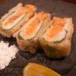 神保町 傳 - 新蓮根　紫蘇とすり身と、鮟肝挟み揚げ