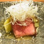 神楽坂 石かわ - 賀茂茄子とみすじのたたき