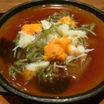 神楽坂 石かわ - 熱々のお鍋　毛蟹、雲丹、じゅんさい、冬瓜、きくらげのゼリー