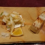 りょうりや 御旅屋 - 白魚のかき揚げ  まなかつお若狭焼き