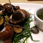 ファリナモーレ - 「黒バイ貝と西バイ貝とジェノベーゼソースおかひじき」